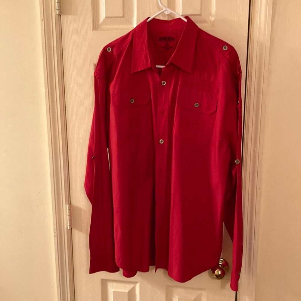 Red button shirt